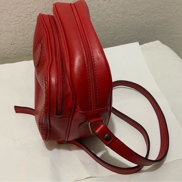 Crosspoint made for Charles Klein Italy  Leather crossbody red perforated - Picture 4 of 15